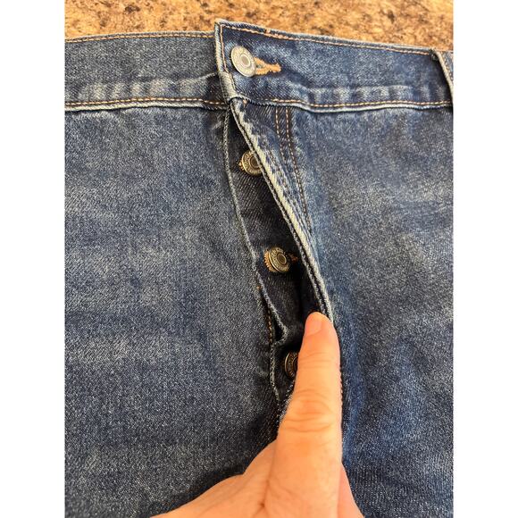 Old Navy NEW Plus Size Blue Cut Off OG High Rise Jean Shorts Size 26 Button Fly - Picture 3 of 8